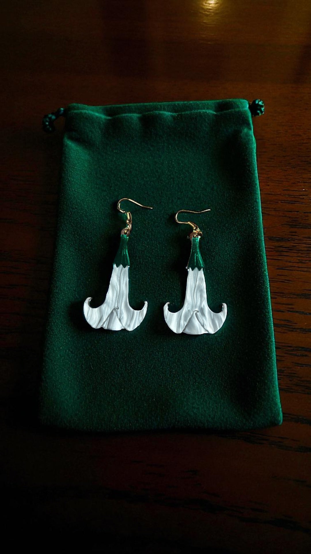 Angel’s Trumpet Earrings – Gothic Floral Acrylic Jewellery | Poison Garden Collection