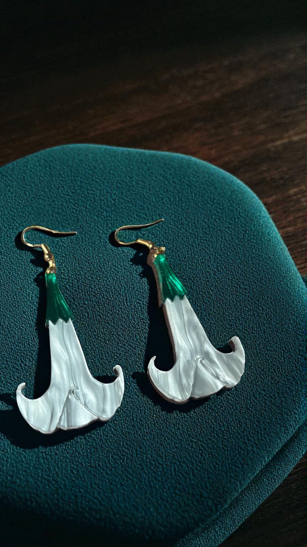 Angel’s Trumpet Earrings – Gothic Floral Acrylic Jewellery | Poison Garden Collection
