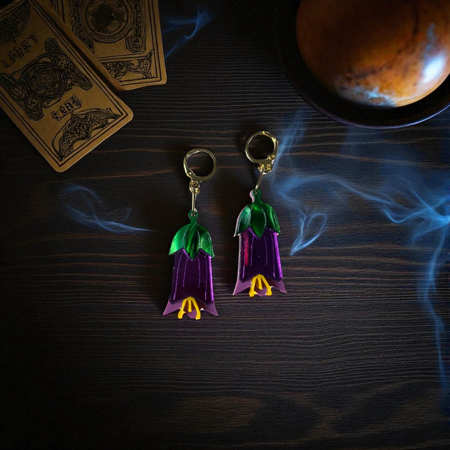 Deadly Nightshade Earrings – Gothic Floral Acrylic Jewellery | Poison Garden Collection