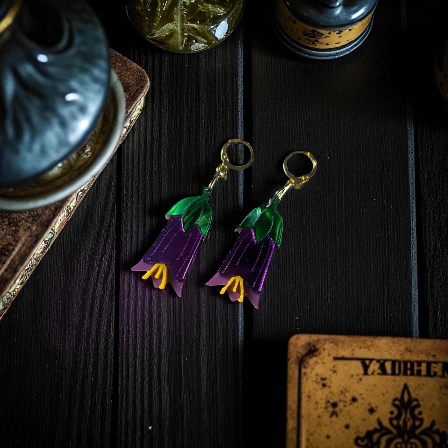Deadly Nightshade Earrings – Gothic Floral Acrylic Jewellery | Poison Garden Collection