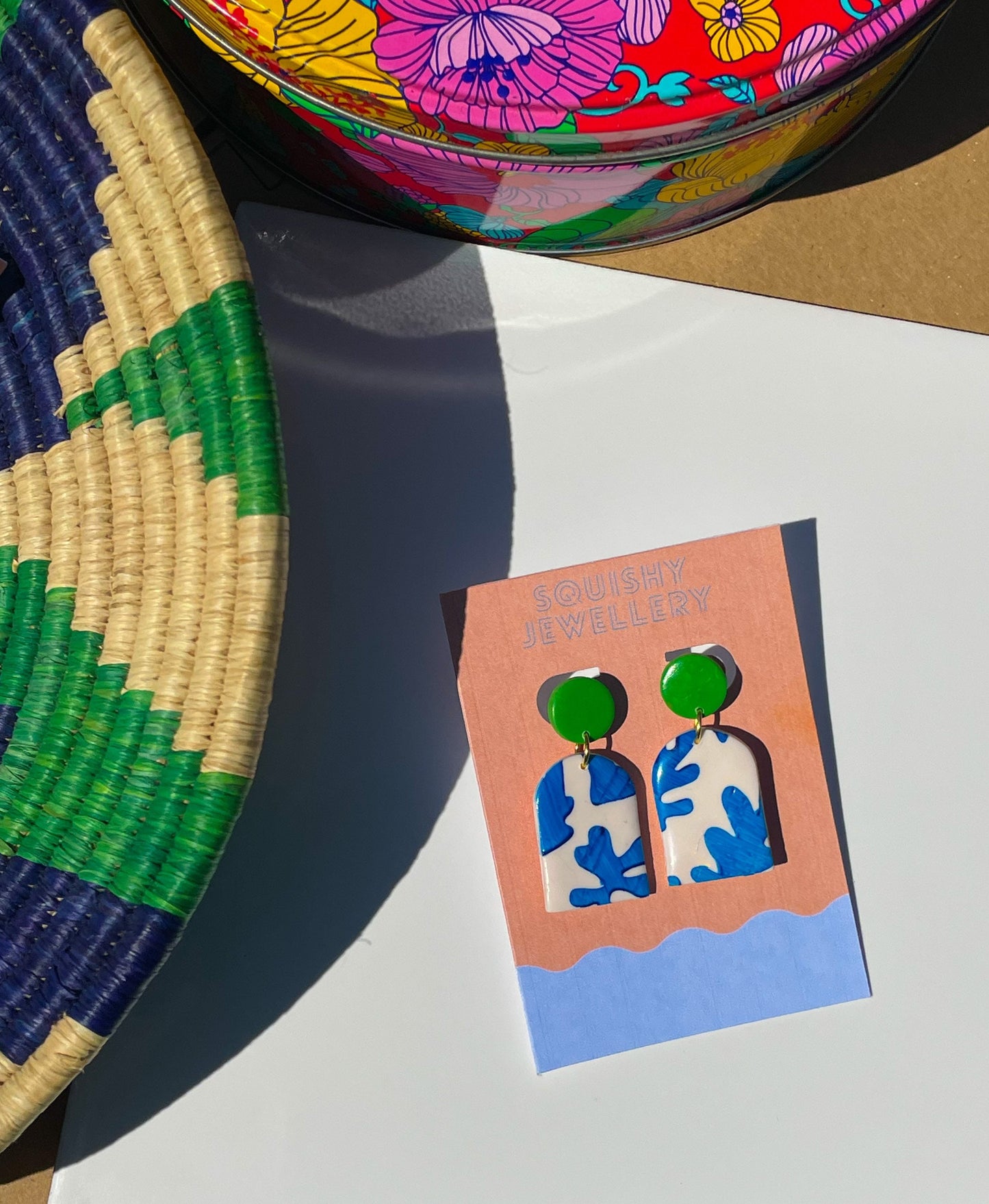 Green & Blue Botanical Statement Earrings Matisse Inspired Cut Outs Acrylic Jewellery Art Lover Gift Lightweight Bold Minimalist Accessories