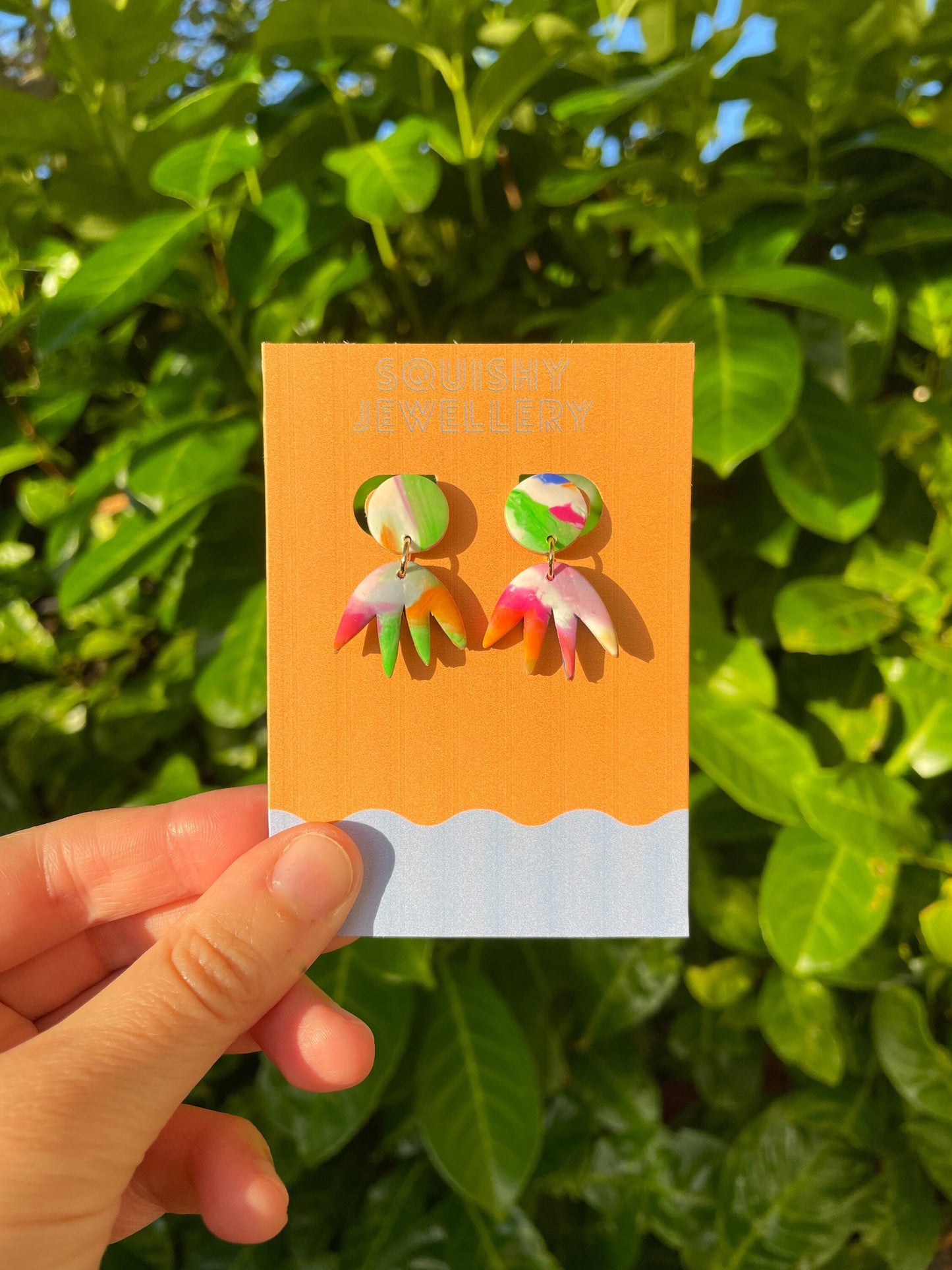 Multicolour White Pink Green Matisse Inspired Abstract Star Polymer Clay Star Kitsch Women Adult Earrings