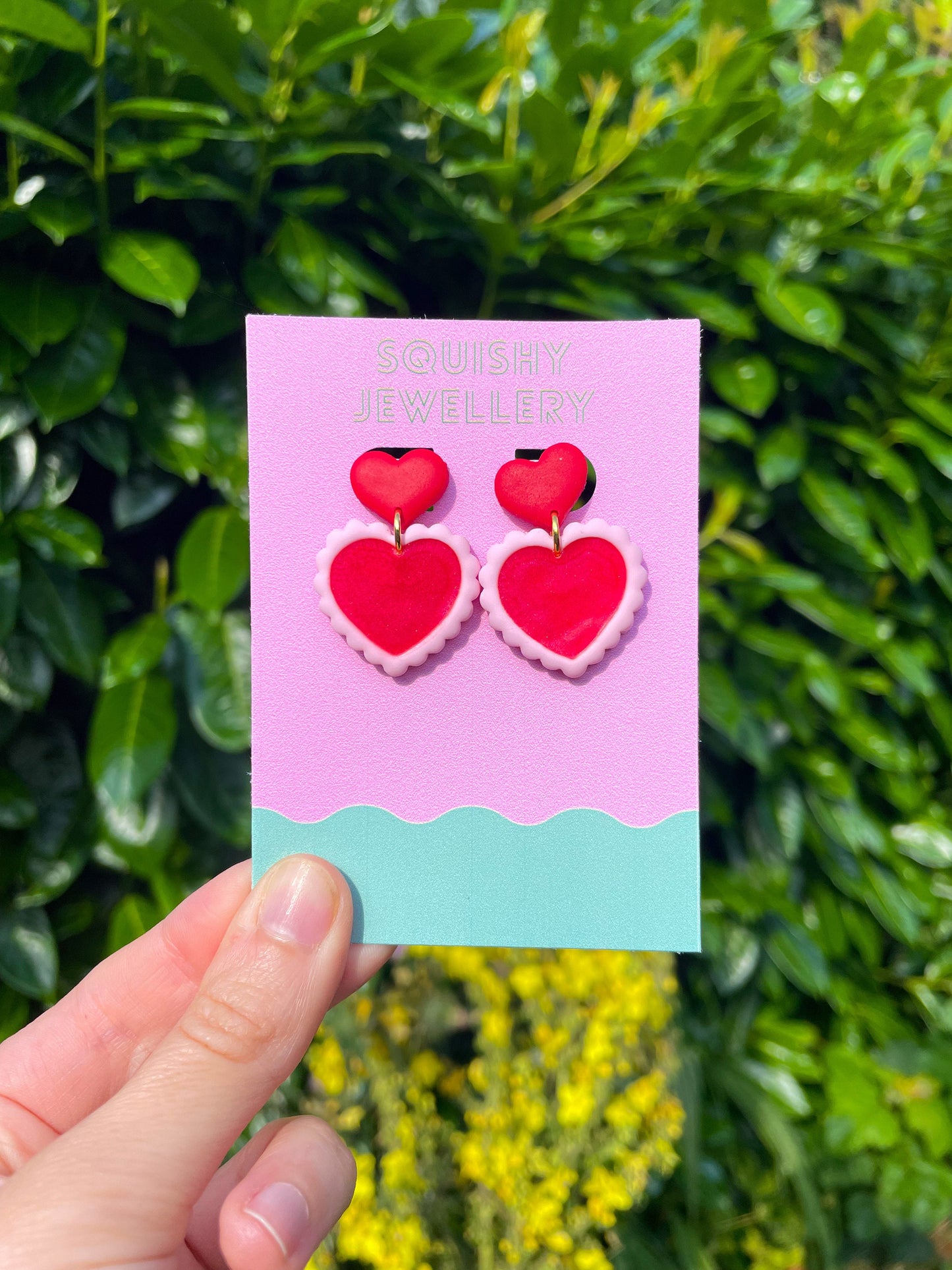 Red & Pink Frilly Heart Valentines Day Kitsch Coquette Stud Barbiecore Earrings