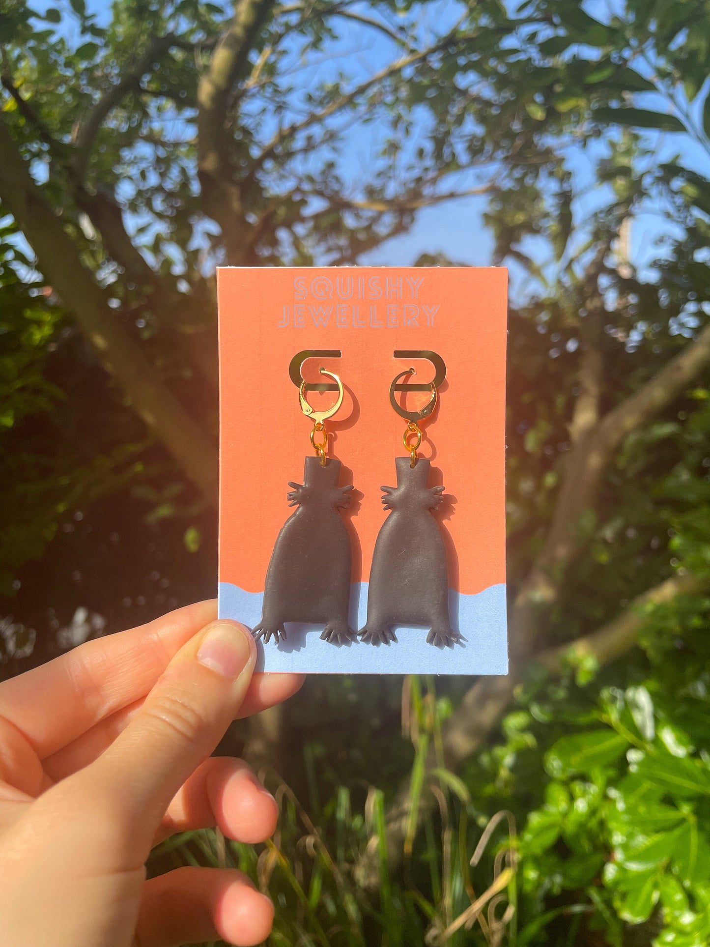 Babadook Horror Earrings – Black Polymer Clay Monster Hoops | Handmade Horror Movie Jewelry, Spooky Cute Goth Accessory, Halloween Gift