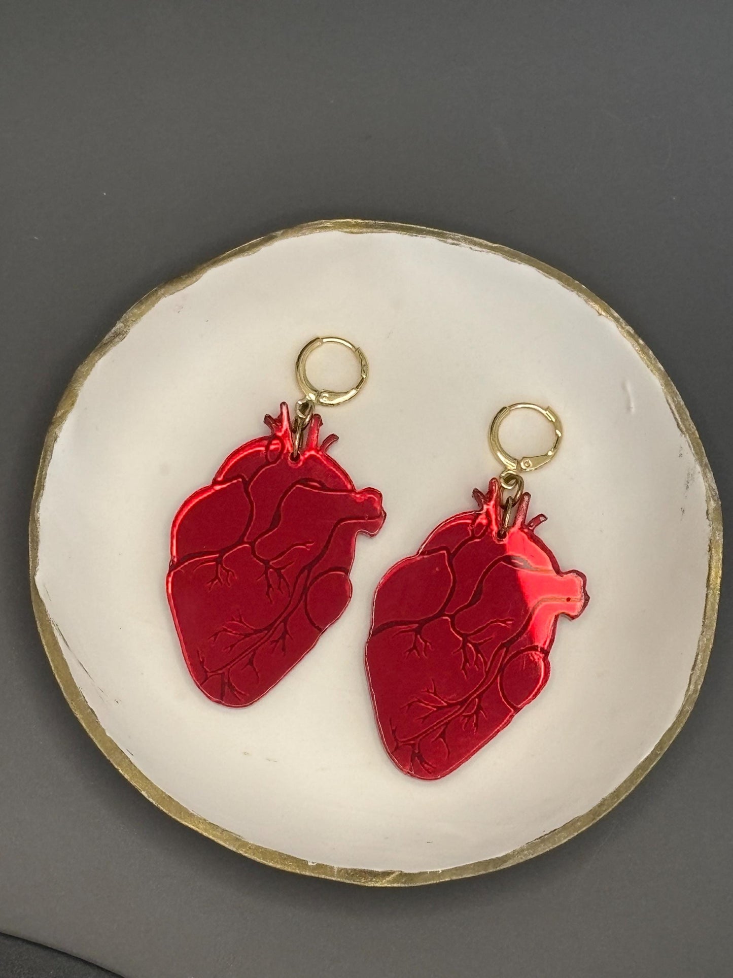 Anatomical Heart Earrings – Red Acrylic Statement Earrings | Science Jewelry, Alt Fashion, Med Student Gift, Anatomical Jewellery, Medical