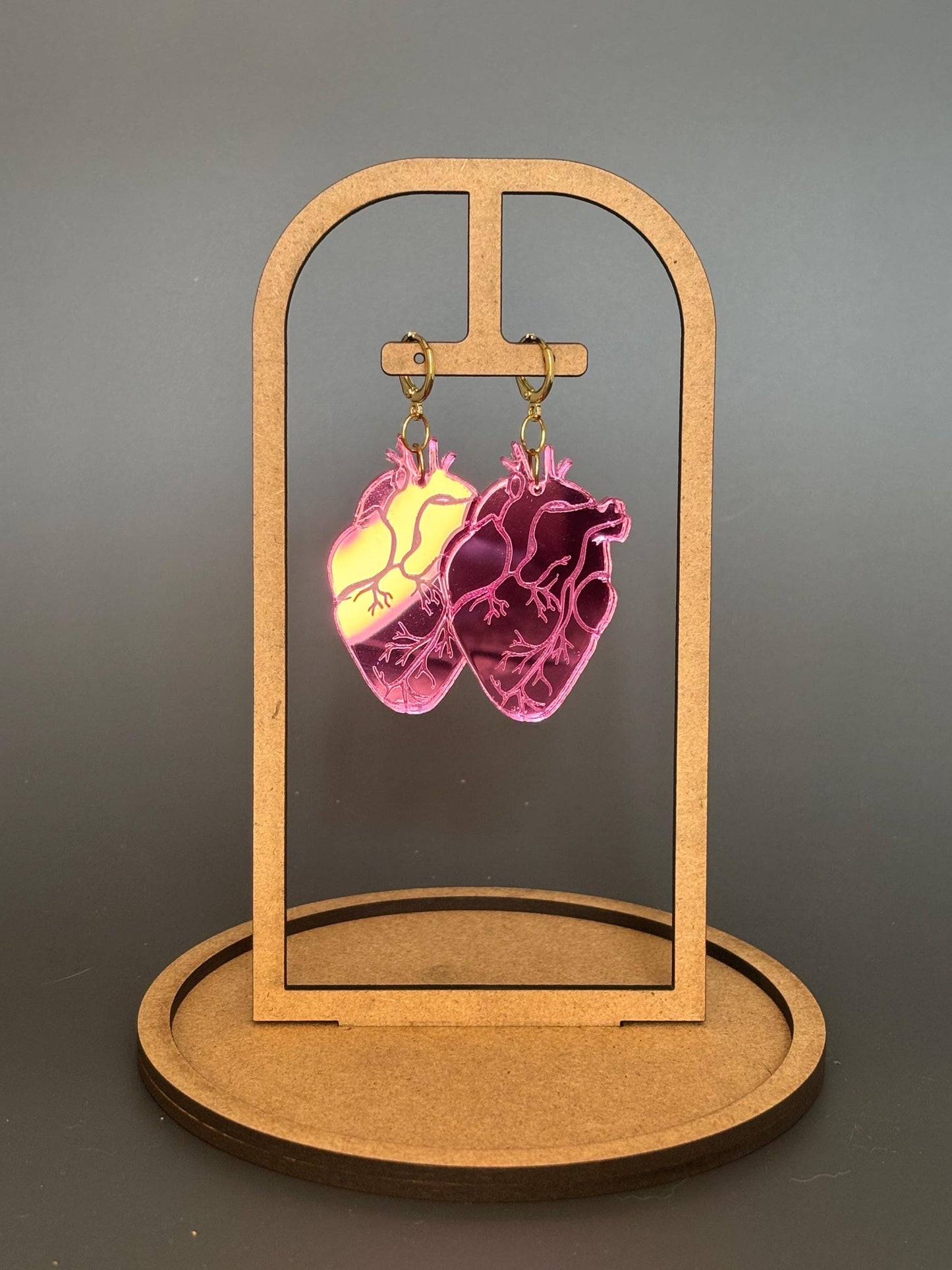 Anatomical Heart Earrings – Pink Acrylic Statement Earrings | Science Jewelry, Alt Fashion, Med Student Gift, Anatomical Jewellery, Medical