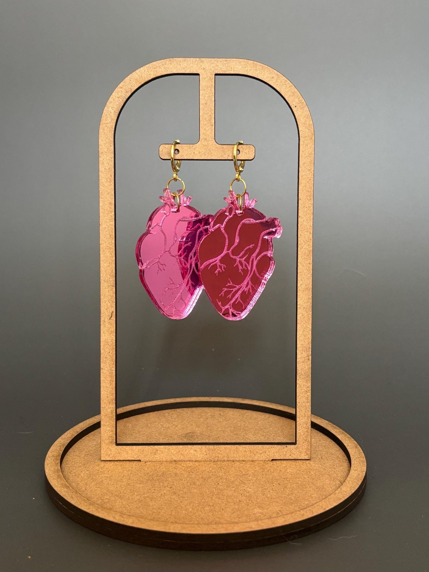 Anatomical Heart Earrings – Pink Acrylic Statement Earrings | Science Jewelry, Alt Fashion, Med Student Gift, Anatomical Jewellery, Medical