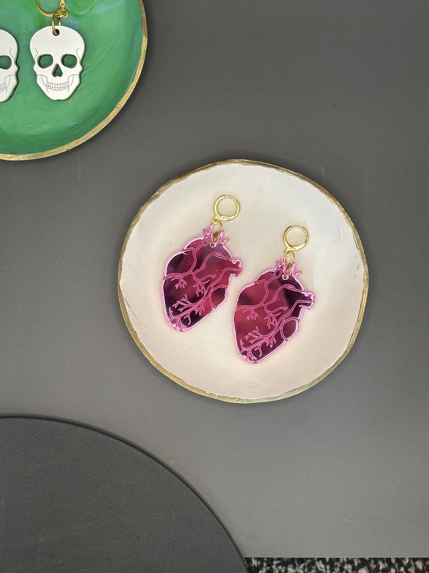 Anatomical Heart Earrings – Pink Acrylic Statement Earrings | Science Jewelry, Alt Fashion, Med Student Gift, Anatomical Jewellery, Medical