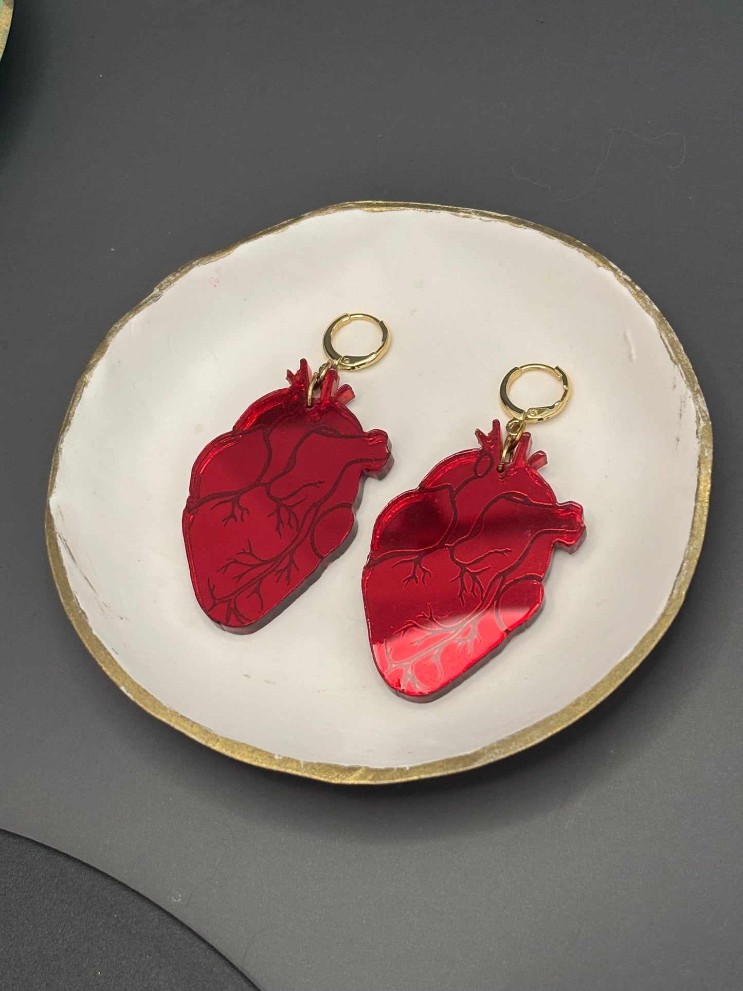 Anatomical Heart Earrings – Red Acrylic Statement Earrings | Science Jewelry, Alt Fashion, Med Student Gift, Anatomical Jewellery, Medical