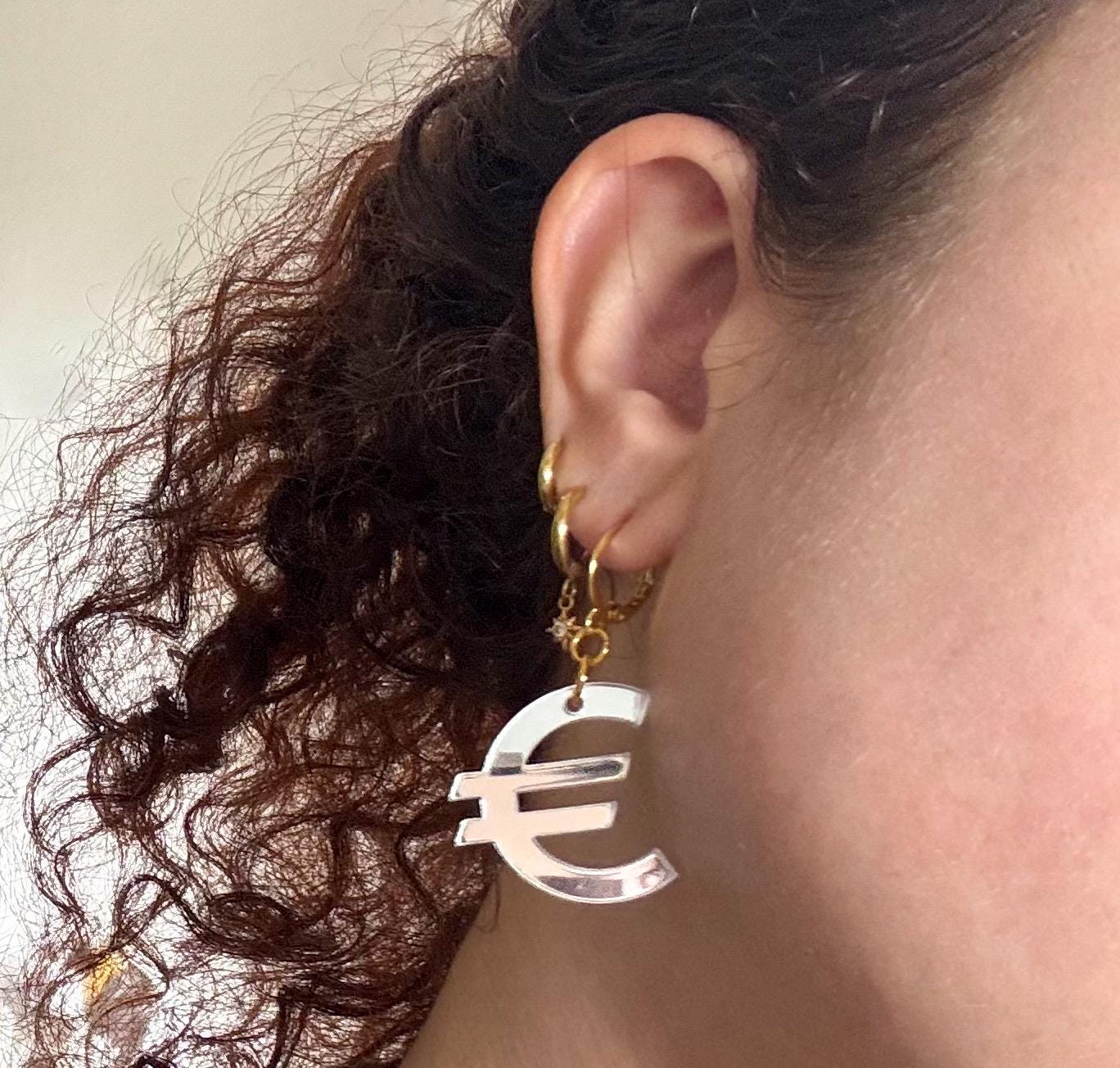 CMAT Euro Earrings Acrylic Mirror Euro Country Sign Statement Merch Earrings Alt Country Pop Y2K Currency Earrings Drag Brexit Political