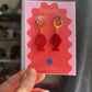 Red Fish Acrylic Earrings on Gold Huggie Hoops