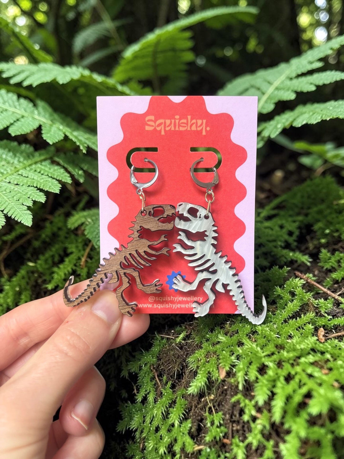 T Rex Skeleton Earrings – Dinosaur Statement Jewellery