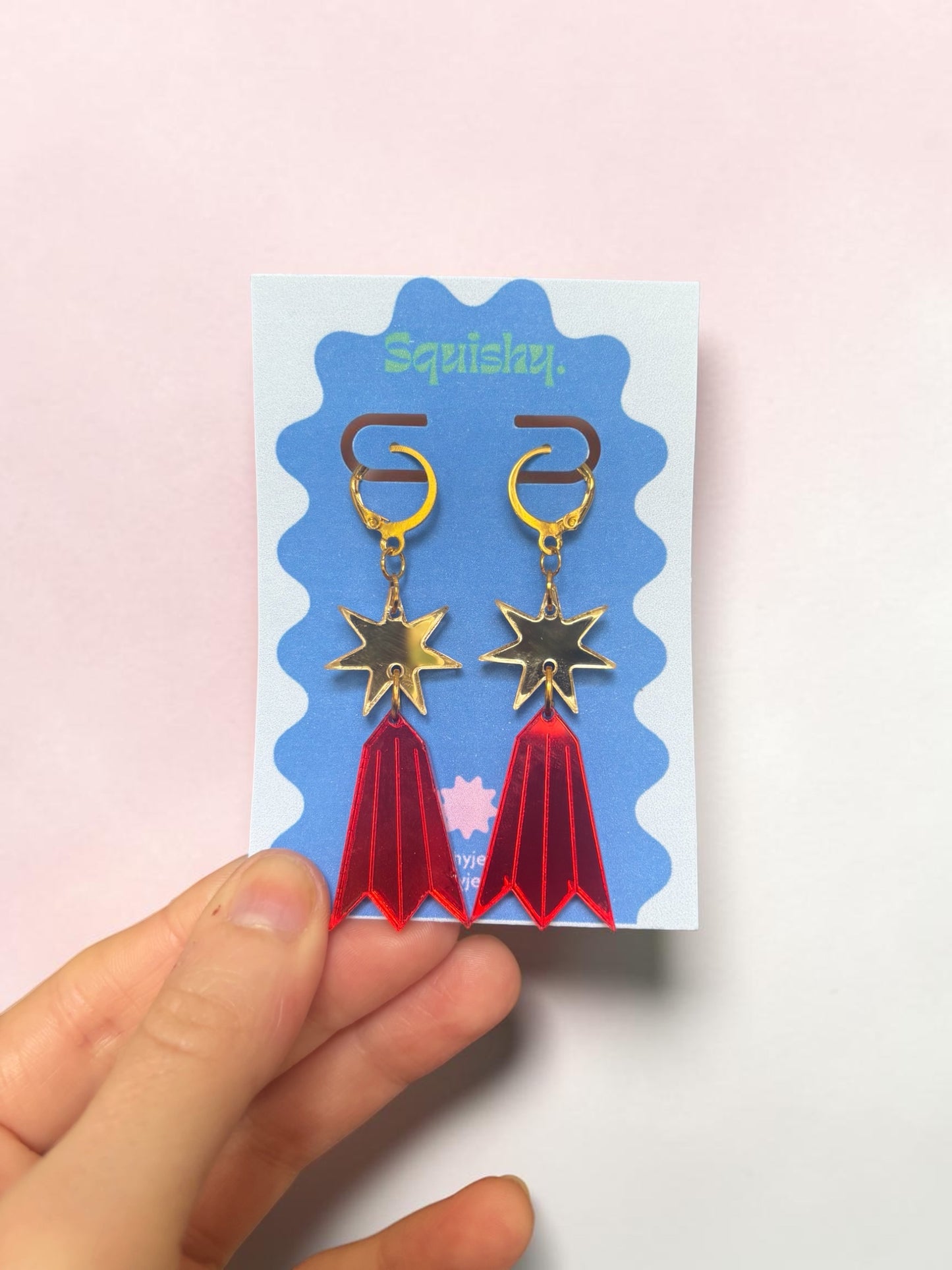 Colourful Starburst Drop Earrings – Acrylic Statement Earrings, Lightweight Art Jewellery