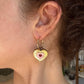 Pink, Gold and Red Heart Hoop Earrings – Acrylic Statement Maximalism Cottagecore Kawaii Celestial Alt Gift Jewellery Red Centre