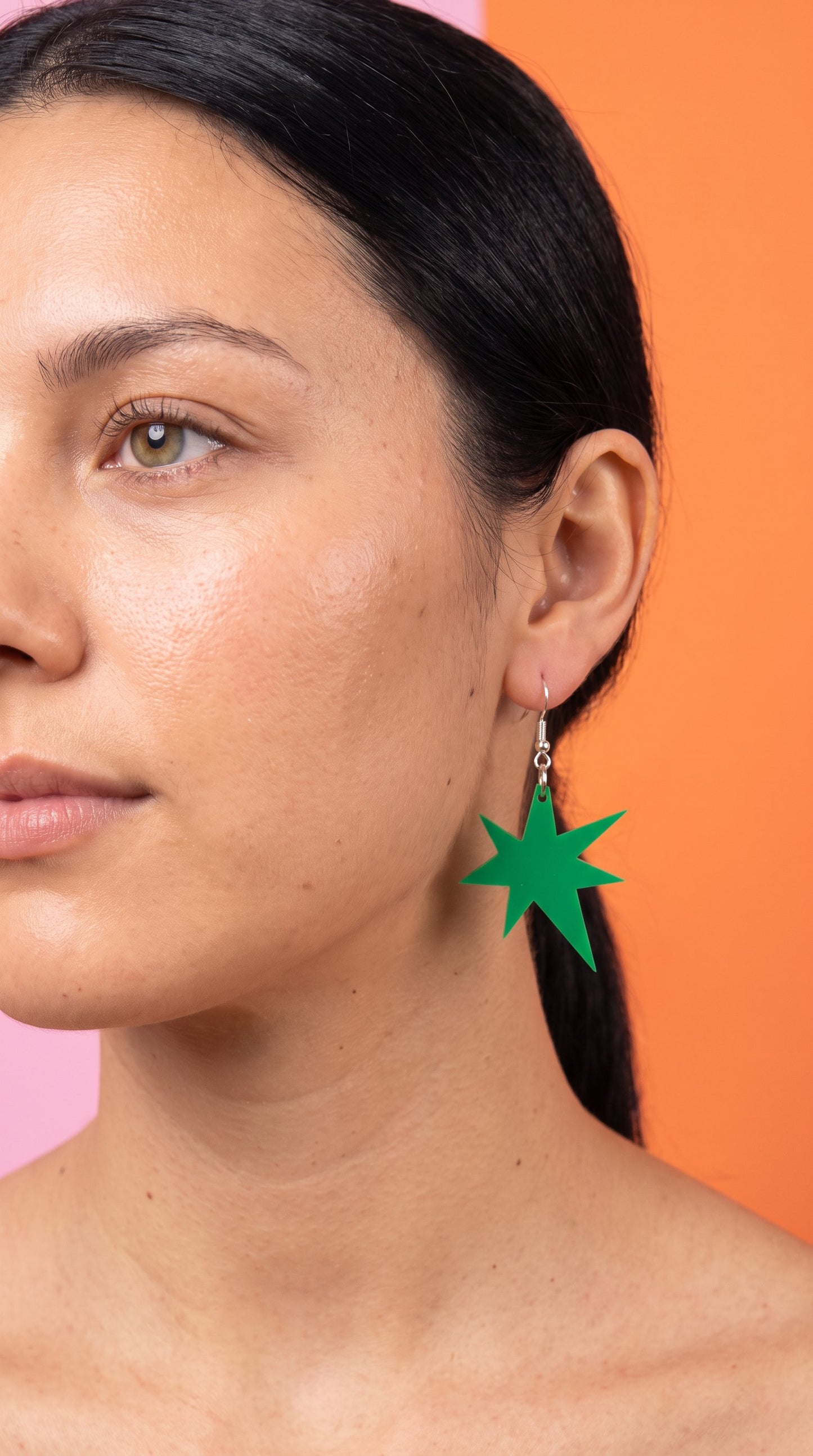 Light Pink & Green Kiki & Bouba Statement Earrings | Wearable Art