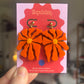 Matisse Inspired Abstract Floral Earrings – Orange Wearable Art Statement Jewellery