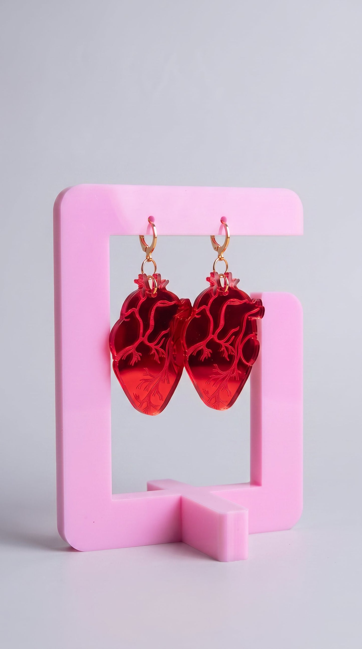 Anatomical Heart Earrings – Red Acrylic Statement Earrings | Science Jewelry, Alt Fashion, Med Student Gift, Anatomical Jewellery, Medical