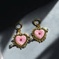 Pink Sacred Heart Earrings – Gold-Plated Huggie Hoops with Arrow Detail