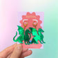 Dragon Earrings – Welsh Inspired Gothic Alt Jewellery, Acrylic Statement Earrings (Red & Green)