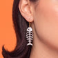 Fish Bone Earrings – Pearlescent Cat Lover Gift Alternative Statement Jewellery Spooky Cute Style, Y2K Aesthetic