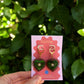 Rococo Green Heart Earrings with Walnut Backing & Gold Star Detail – Acrylic Hoop Jewellery