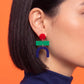 Bauhaus Statement Earrings | Red, Green & Navy Geometric Wearable Art