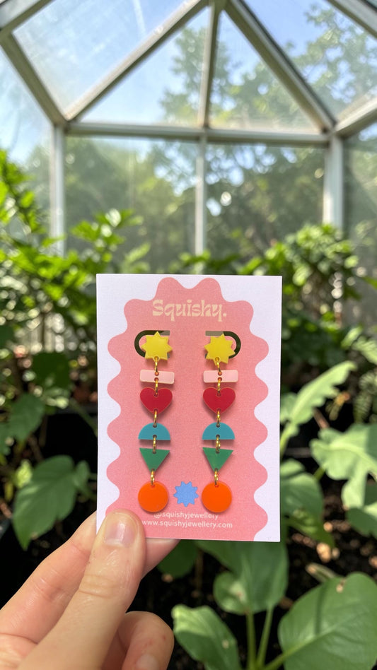 Geometric Shape Drop Earrings – Gallery Pop Colour Block Statement Jewellery