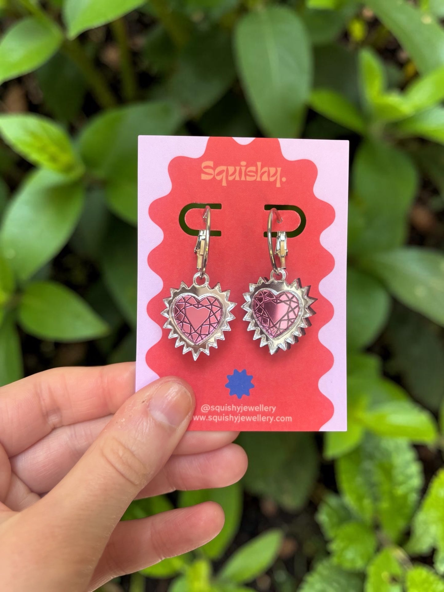Silver Sacred Heart Hoop Earrings – Gothic Alt Jewellery, Spiked Heart Acrylic Earrings