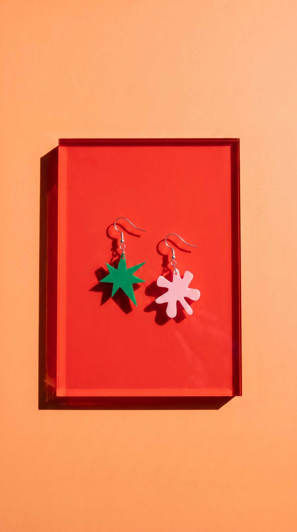 Light Pink & Green Kiki & Bouba Statement Earrings | Wearable Art