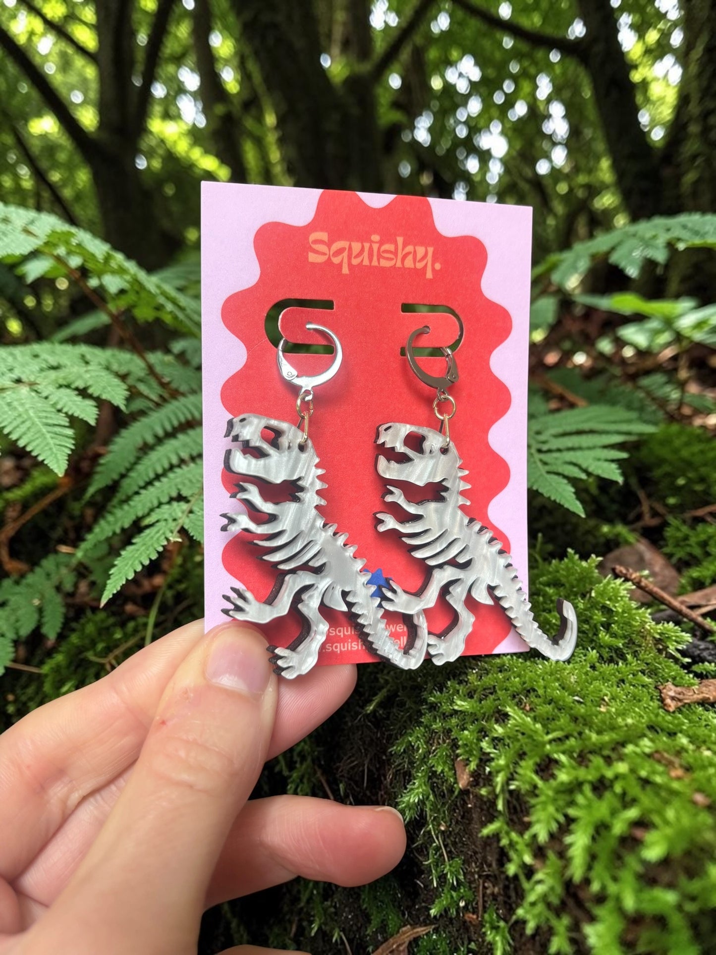 T Rex Skeleton Earrings – Dinosaur Statement Jewellery