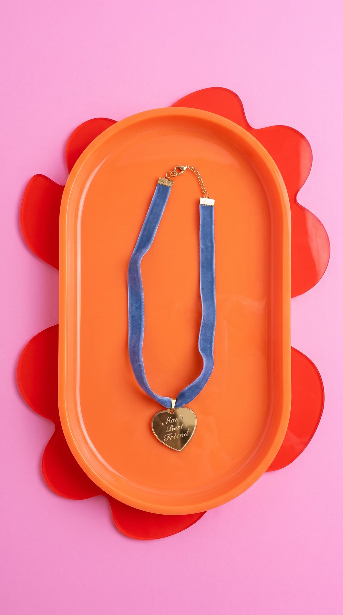 Gold Mirror Heart Pendant “Man’s Best Friend” Necklace – Sabrina Carpenter Album Inspired Dog Tag Coquette Twee Baby Doll Jewellery