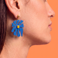 Matisse Inspired Abstract Floral Earrings – Blue Wearable Art Statement Jewellery