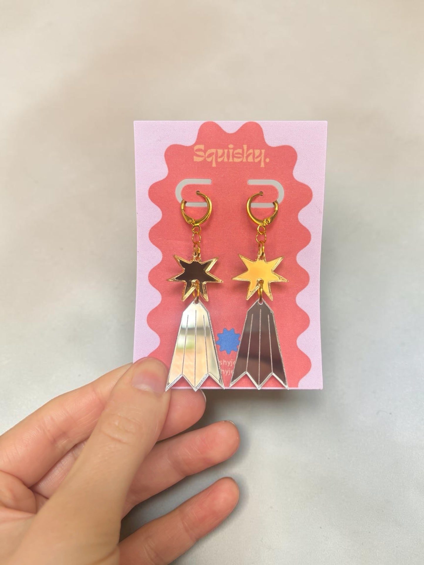 Colourful Starburst Drop Earrings – Acrylic Statement Earrings, Lightweight Art Jewellery