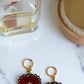 Rococo Red Heart Earrings with Walnut Backing & Gold Star Detail – Acrylic Hoop Jewellery