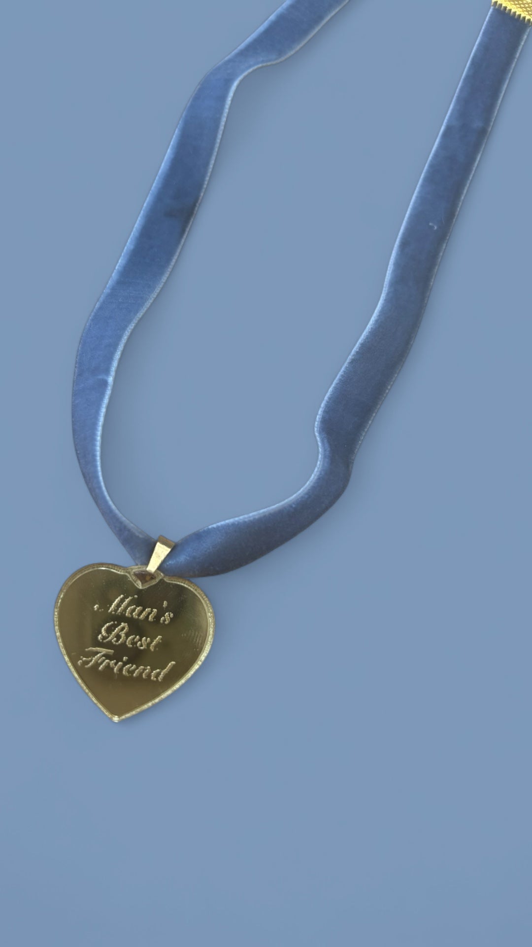 Gold Mirror Heart Pendant “Man’s Best Friend” Necklace – Sabrina Carpenter Album Inspired Dog Tag Coquette Twee Baby Doll Jewellery