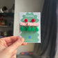 Pink, Green & Red Mid Century Modern 'Raindrop' Memphis Layered Acrylic Women's Earrings.