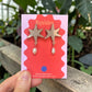 Silver Glitter Abstract Star Pearl Earrings – Modern Art Statement Jewellery