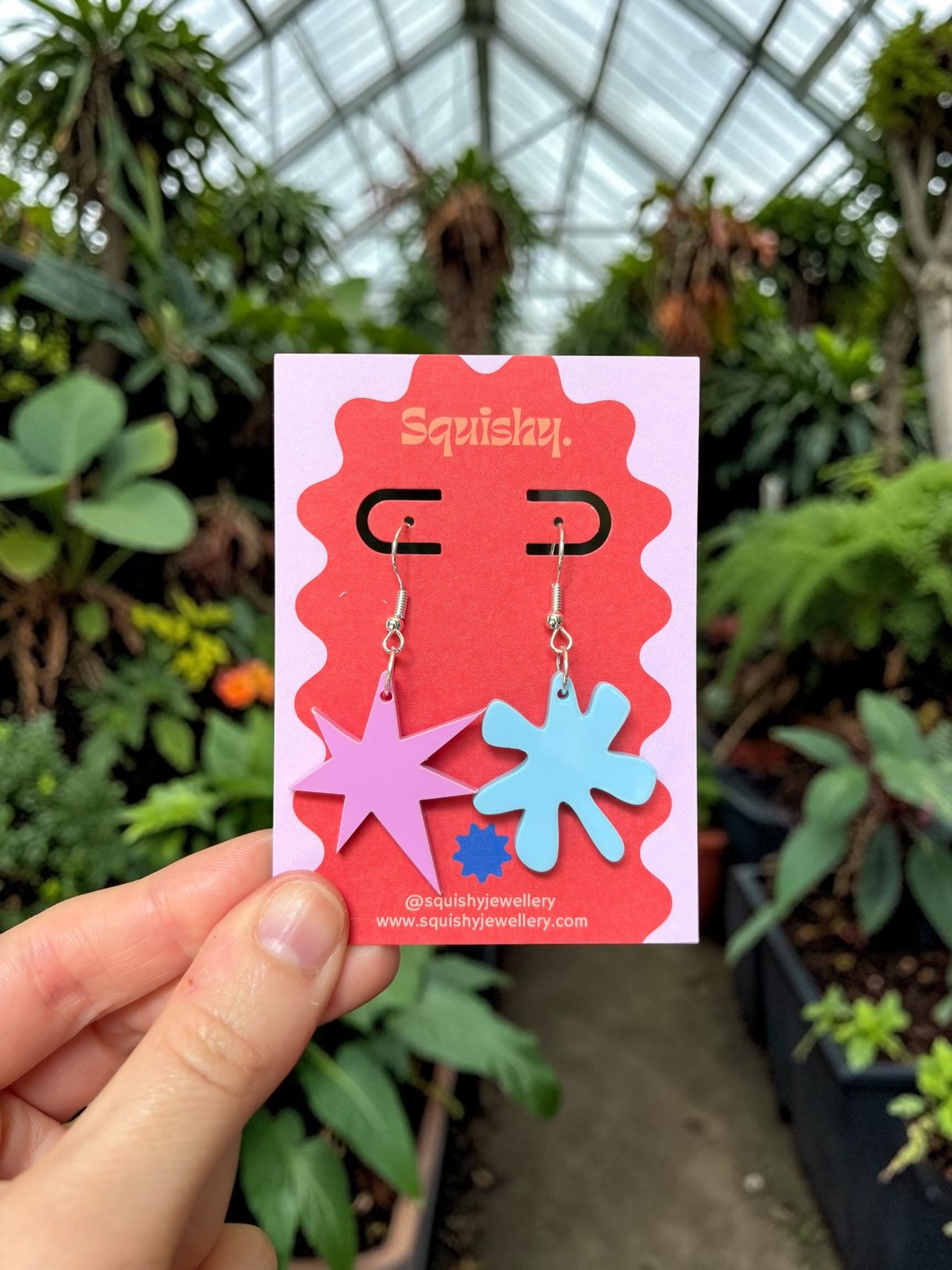 Pink & Blue Kiki & Bouba Earrings – Abstract Art Statement Jewellery