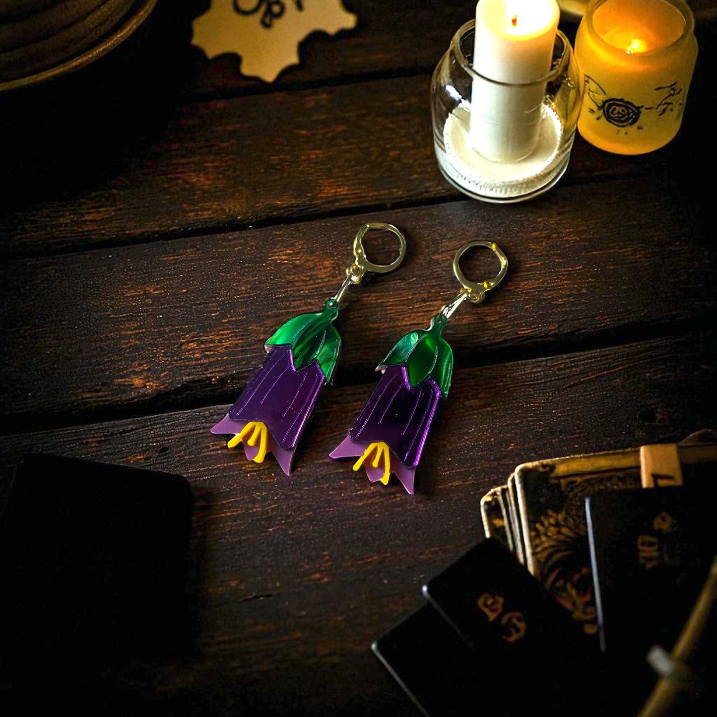 Deadly Nightshade Earrings – Gothic Floral Acrylic Jewellery | Poison Garden Collection