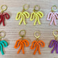 Colorful Bow Earrings — Acrylic Bow Huggie Hoops, Multiple Colours, Cute Statement Kawaii Bows, Handmade Colour-Blocked Earrings