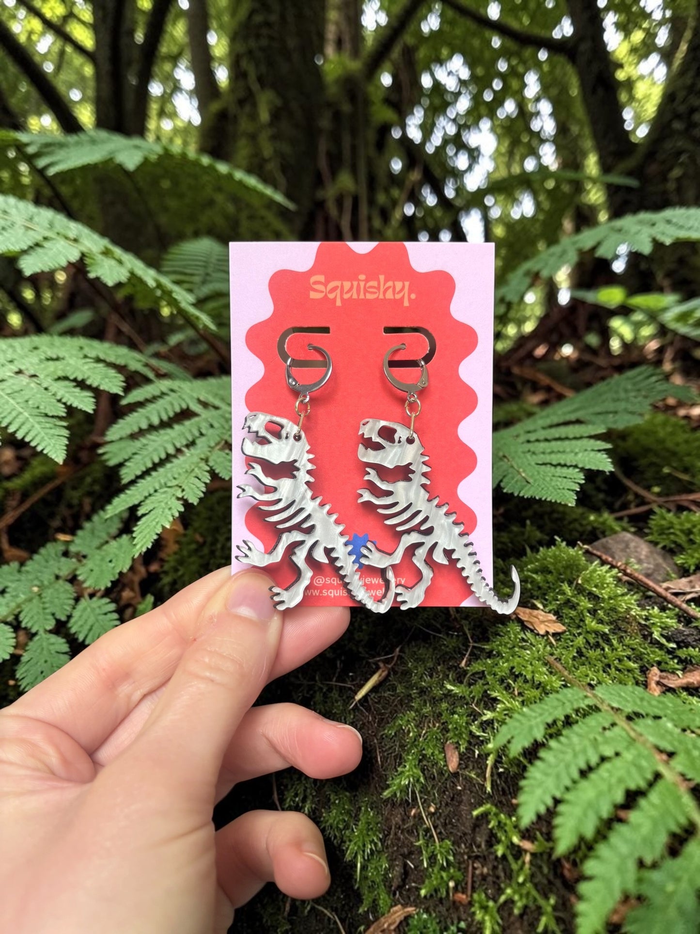 T Rex Skeleton Earrings – Dinosaur Statement Jewellery