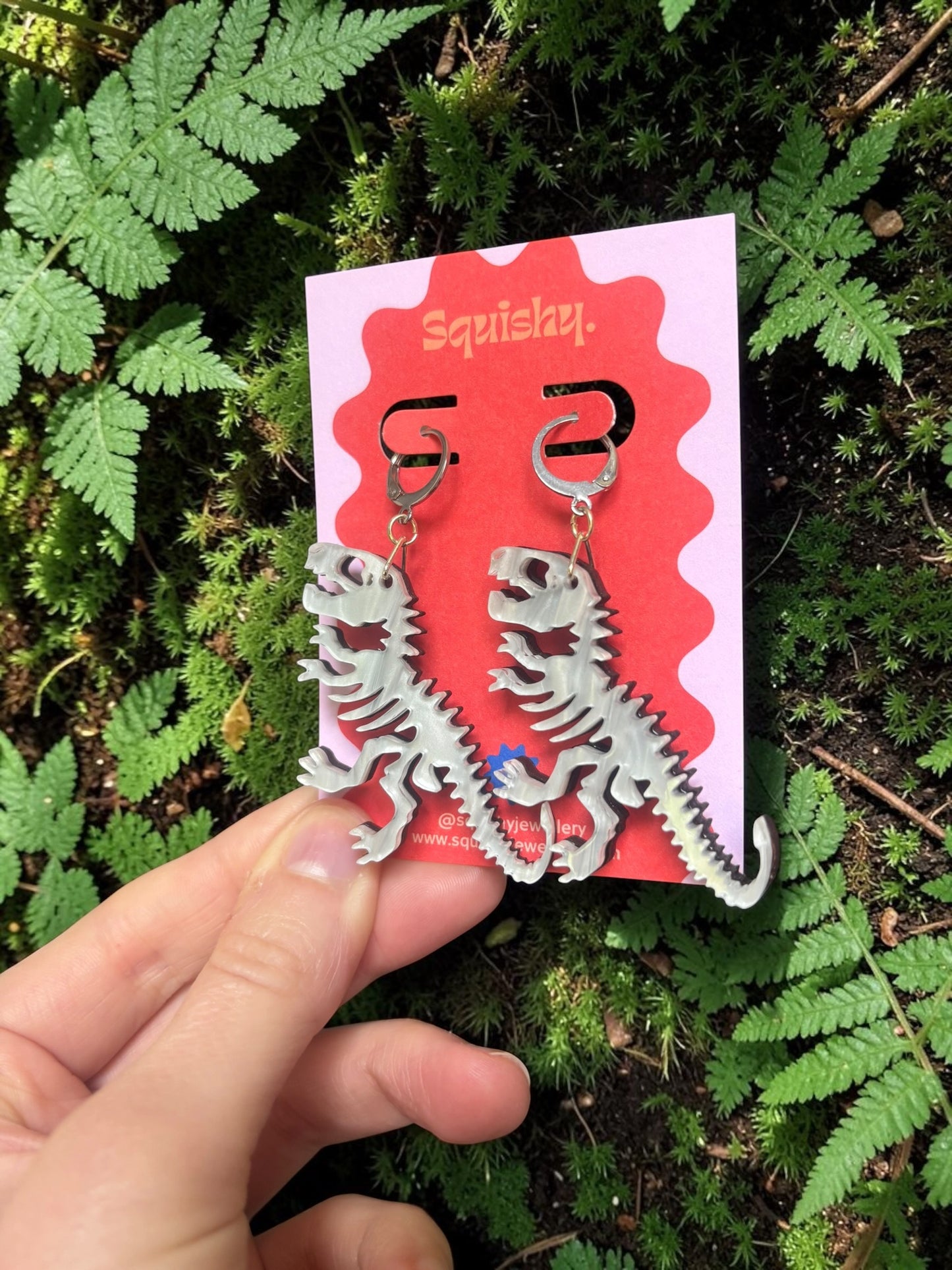 T Rex Skeleton Earrings – Dinosaur Statement Jewellery