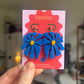 Matisse Inspired Abstract Floral Earrings – Blue Wearable Art Statement Jewellery