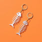 Fish Bone Earrings – Pearlescent Cat Lover Gift Alternative Statement Jewellery Spooky Cute Style, Y2K Aesthetic