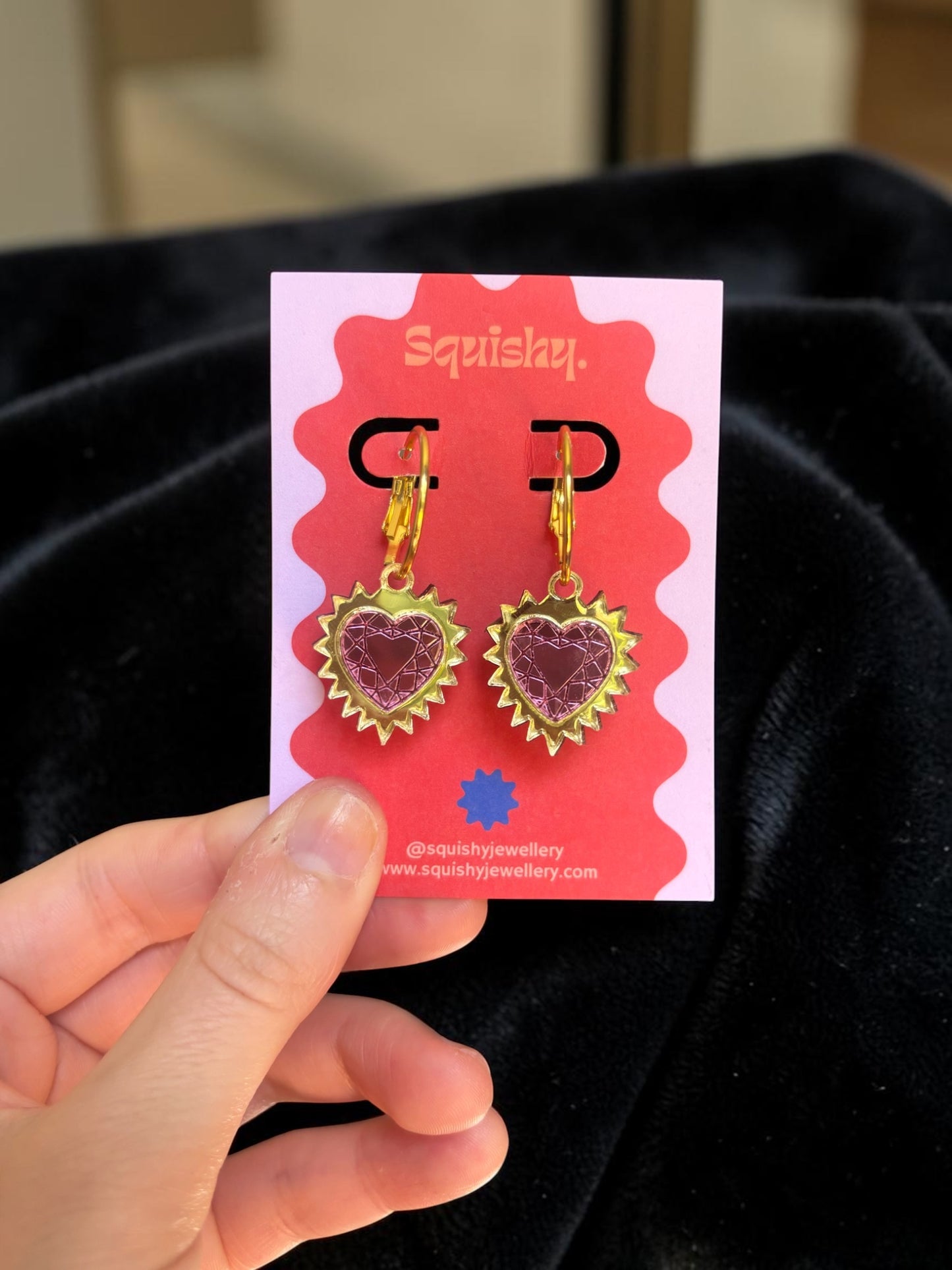 Gold Sacred Heart Hoop Earrings – Gothic Alt Jewellery, Spiked Heart Acrylic Earrings (Copy)
