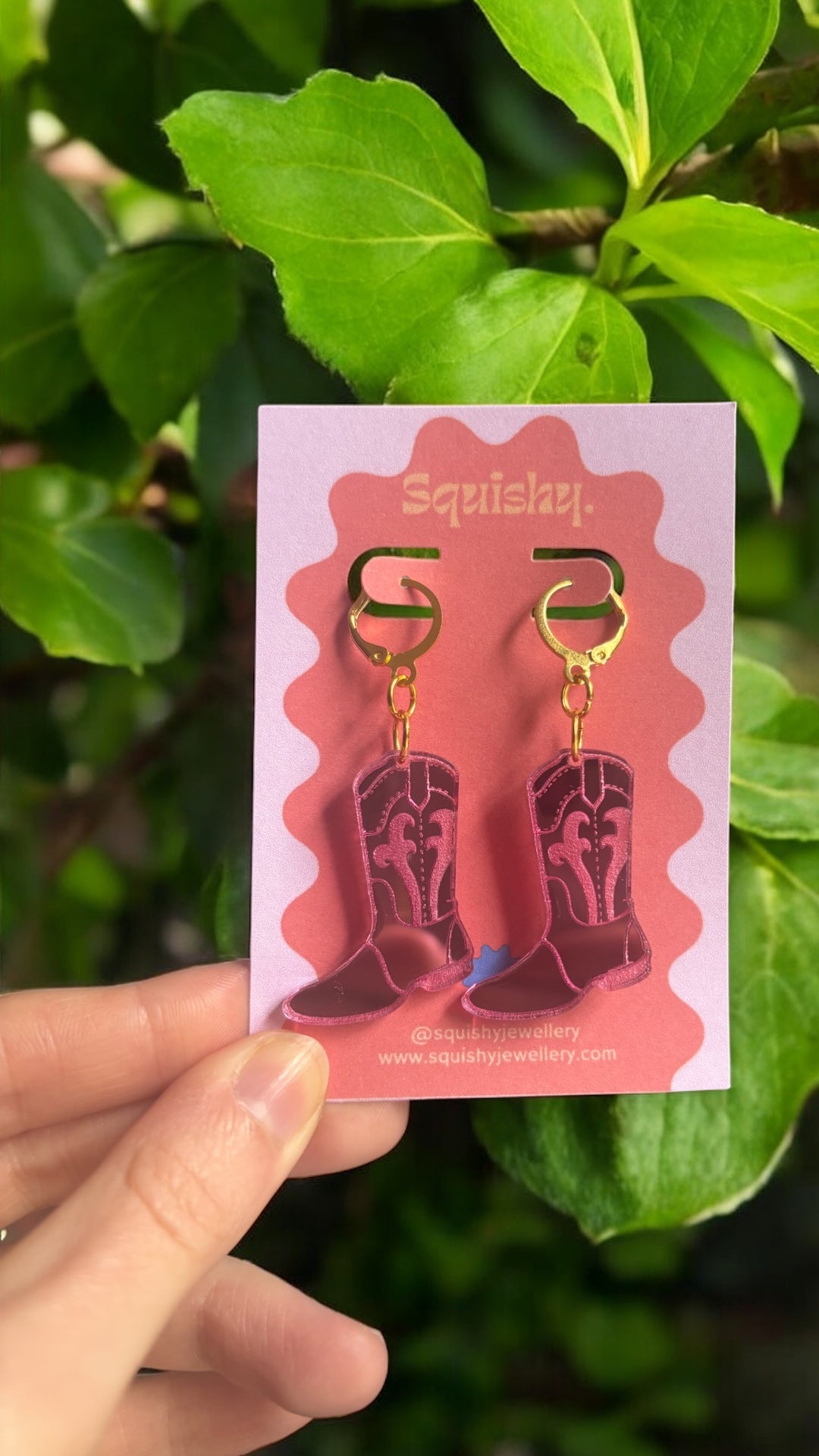 Pink Cowboy Boot Earrings – Western Acrylic Statement Earrings for Cowgirl & Festival Outfits (Copy)