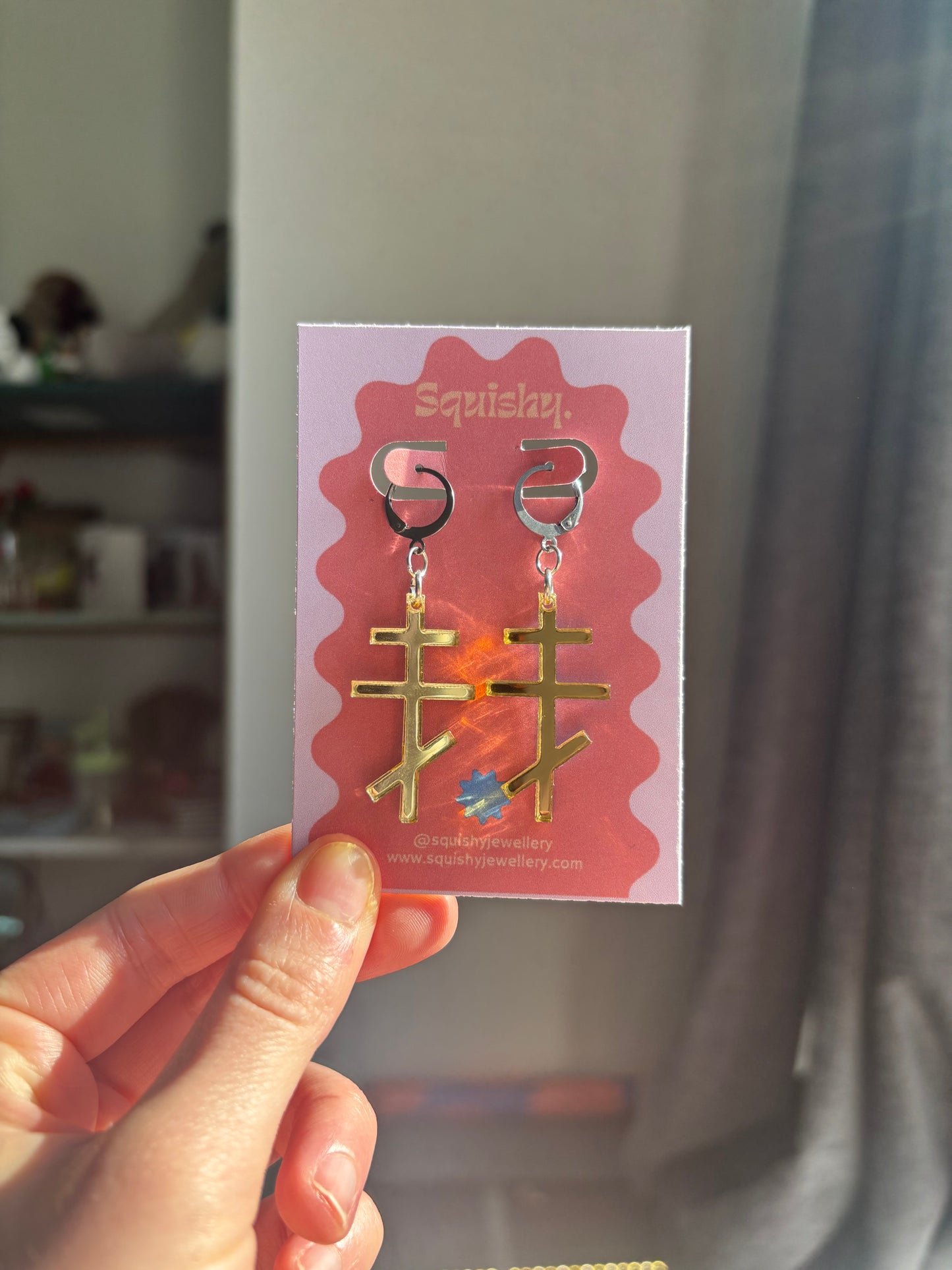 Heated Rivalry Inspired Ilya Rozanov Cross Earrings – Russian Orthodox Style Symbol – Fandom Jewellery – Gold Mirror Acrylic Earrings – Hockey Romance Fan Gift