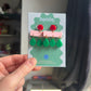 Pink, Green & Red Mid Century Modern 'Raindrop' Memphis Layered Acrylic Women's Earrings.