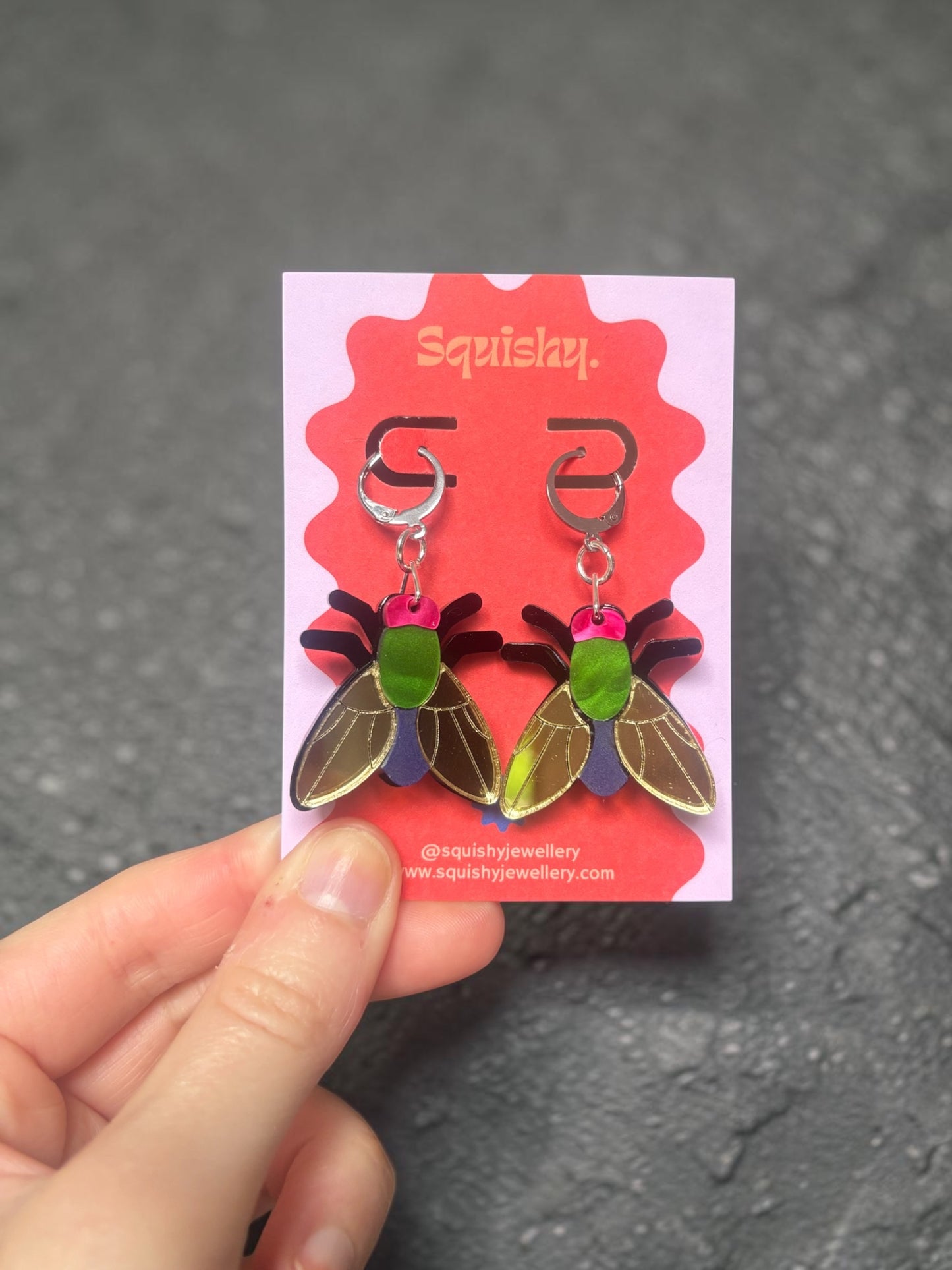 Gold Fly Huggie Hoop Earrings – Whimsigoth Insect Statement Jewellery
