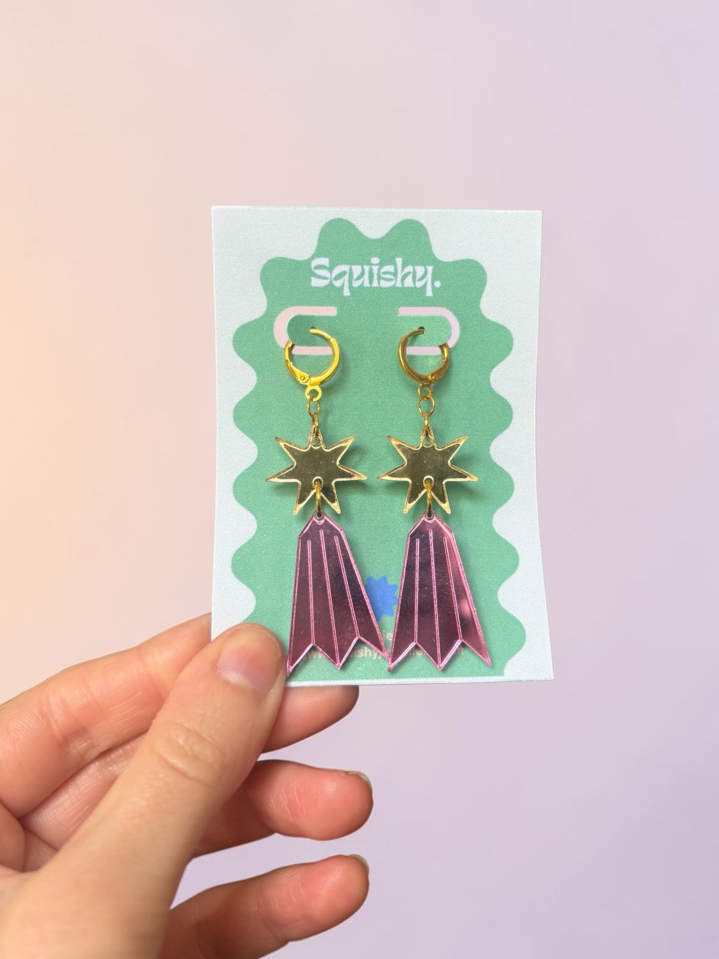 Colourful Starburst Drop Earrings – Acrylic Statement Earrings, Lightweight Art Jewellery